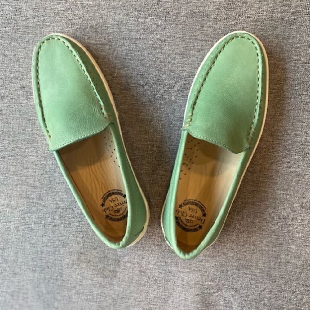 Driver Club USA San Diego, Kid's Size 3 Leather Loafer, Powder Green Everest